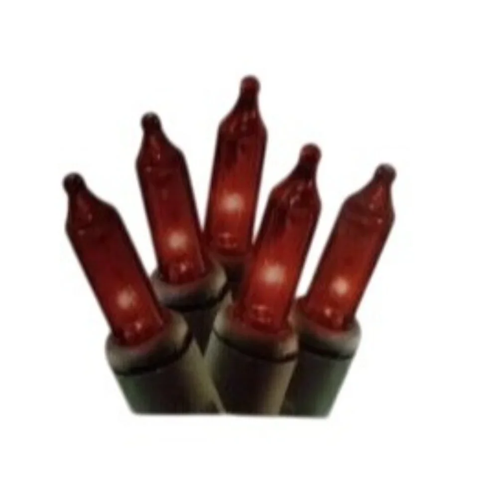 Holiday Time Red Christmas Lights 100 Miniature String Mini Green Wire NEW